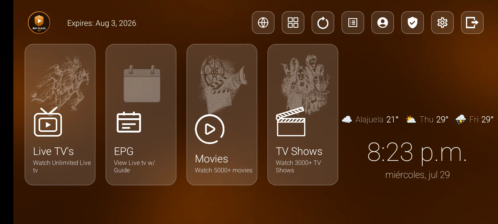 IBO Glass 43 Orange home screen