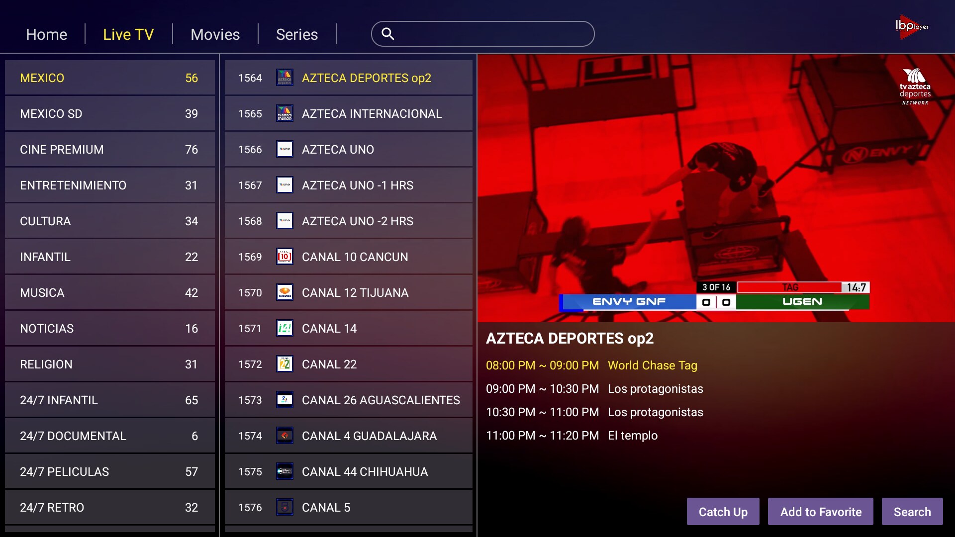 IBO Pro Player — Live TV + EPG