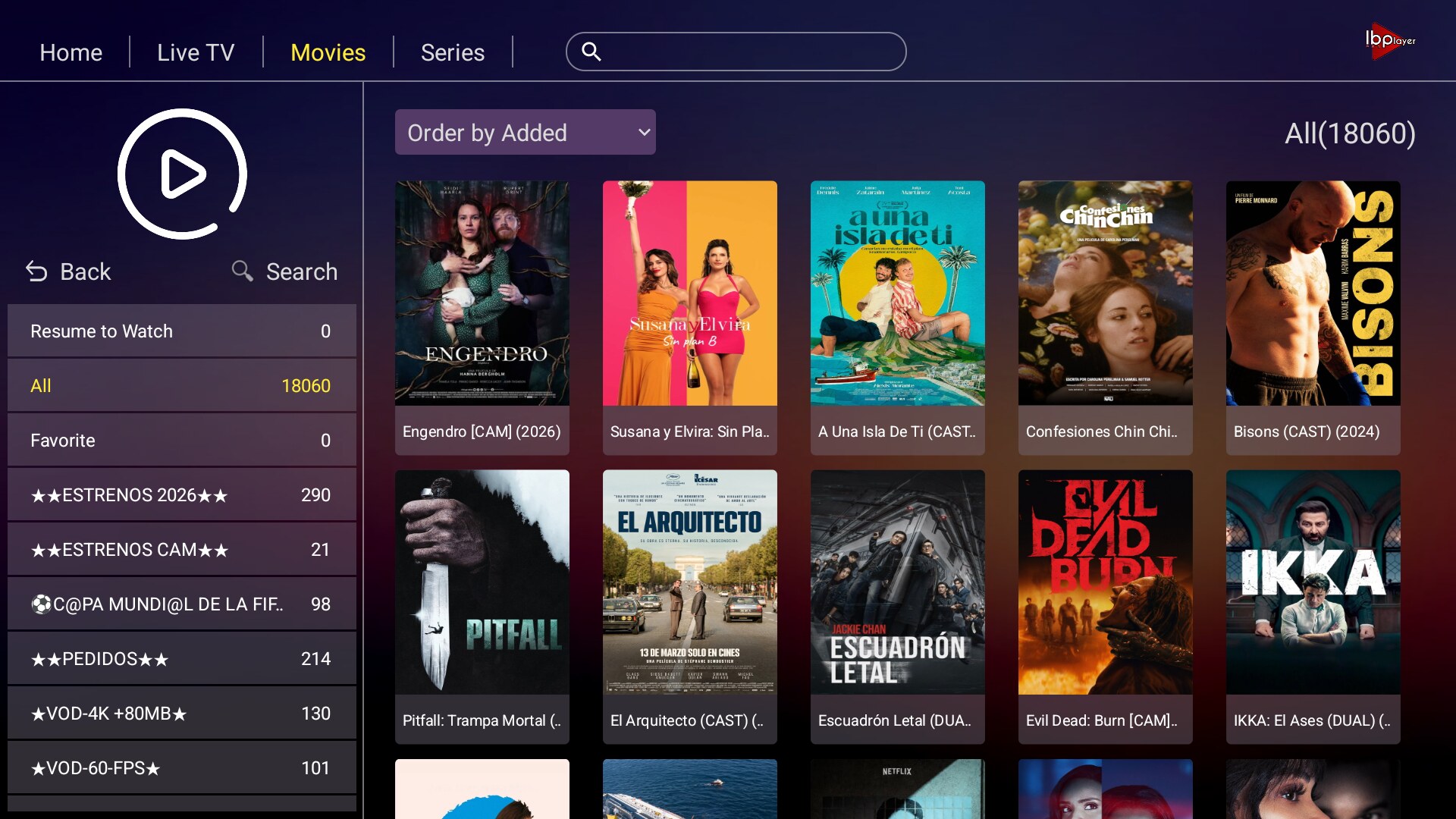 IBO Pro Player — Movies (18.000+)