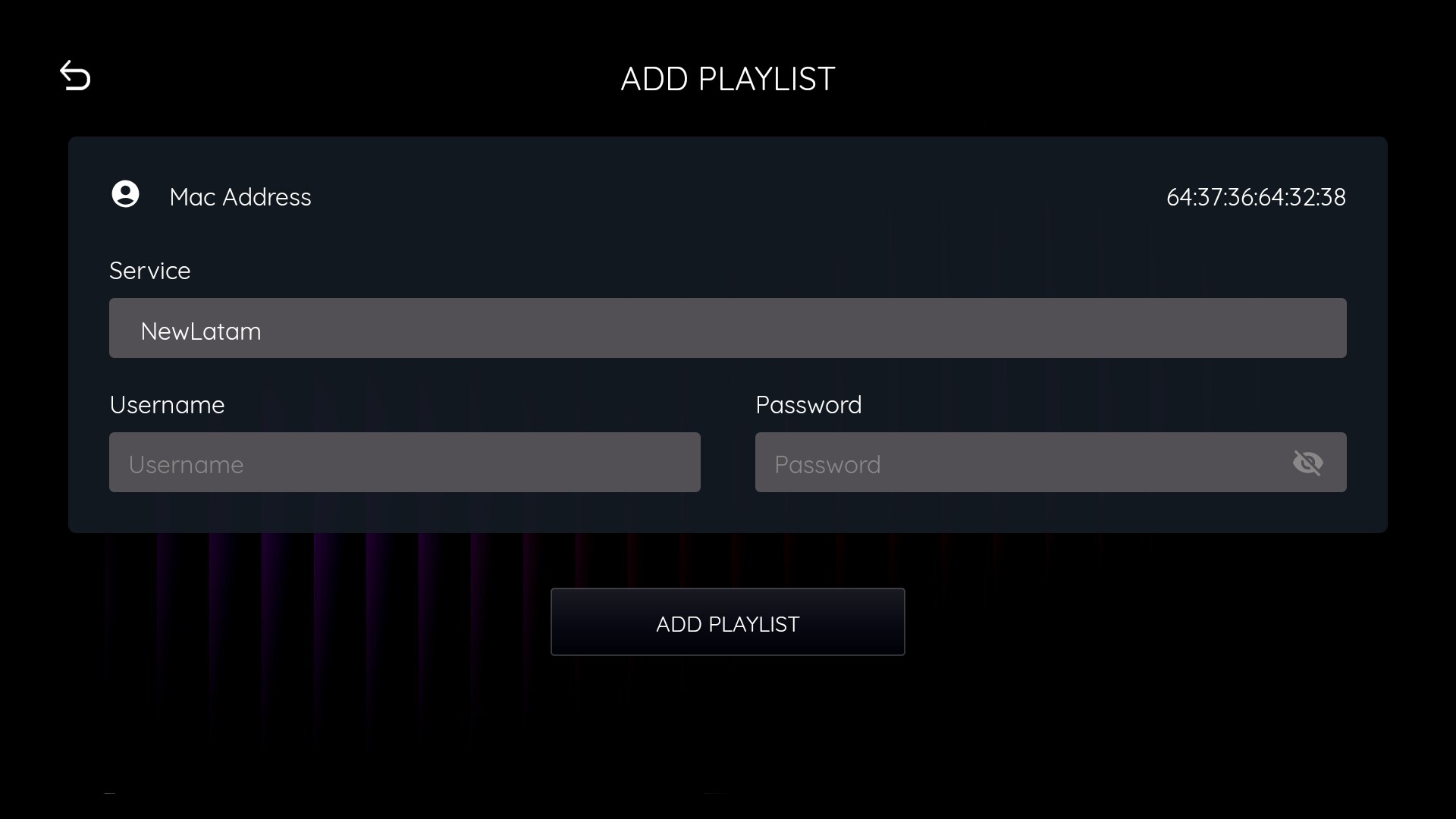 IBO ULTRA GLASS 4K — Add playlist / login