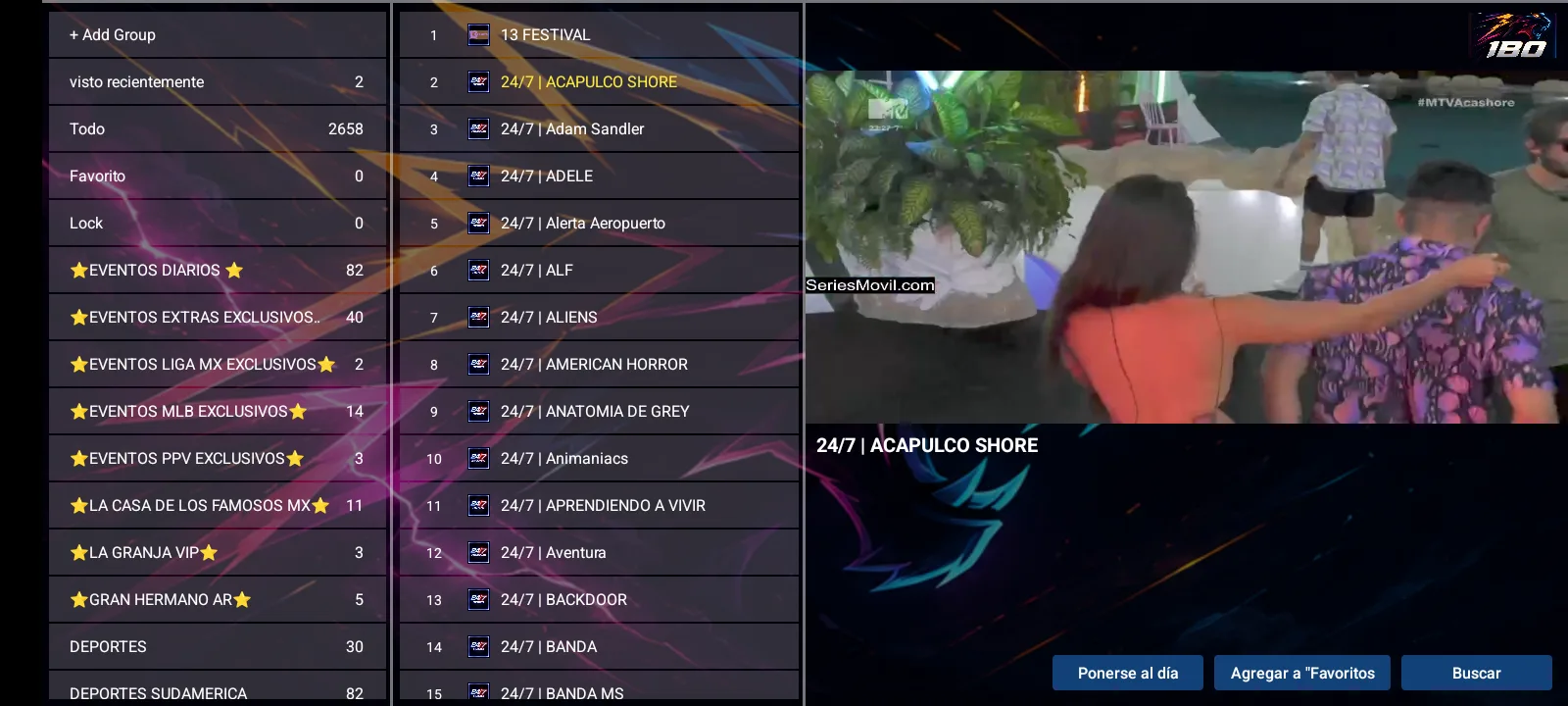 IPTVREBRANDSCR IBO FLASH - TV en vivo con categorías y reproductor