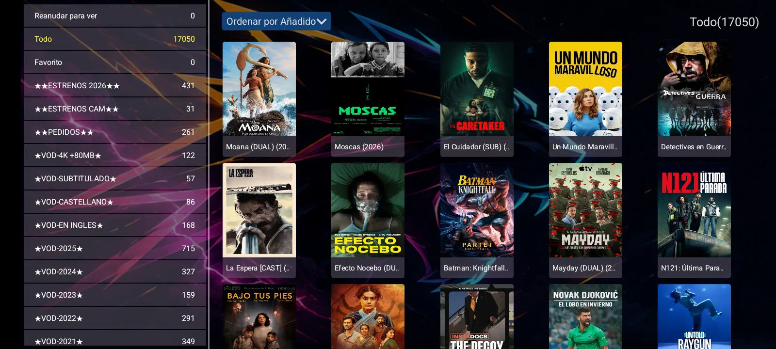 IPTVREBRANDSCR IBO FLASH - catálogo de películas con carátulas y filtros
