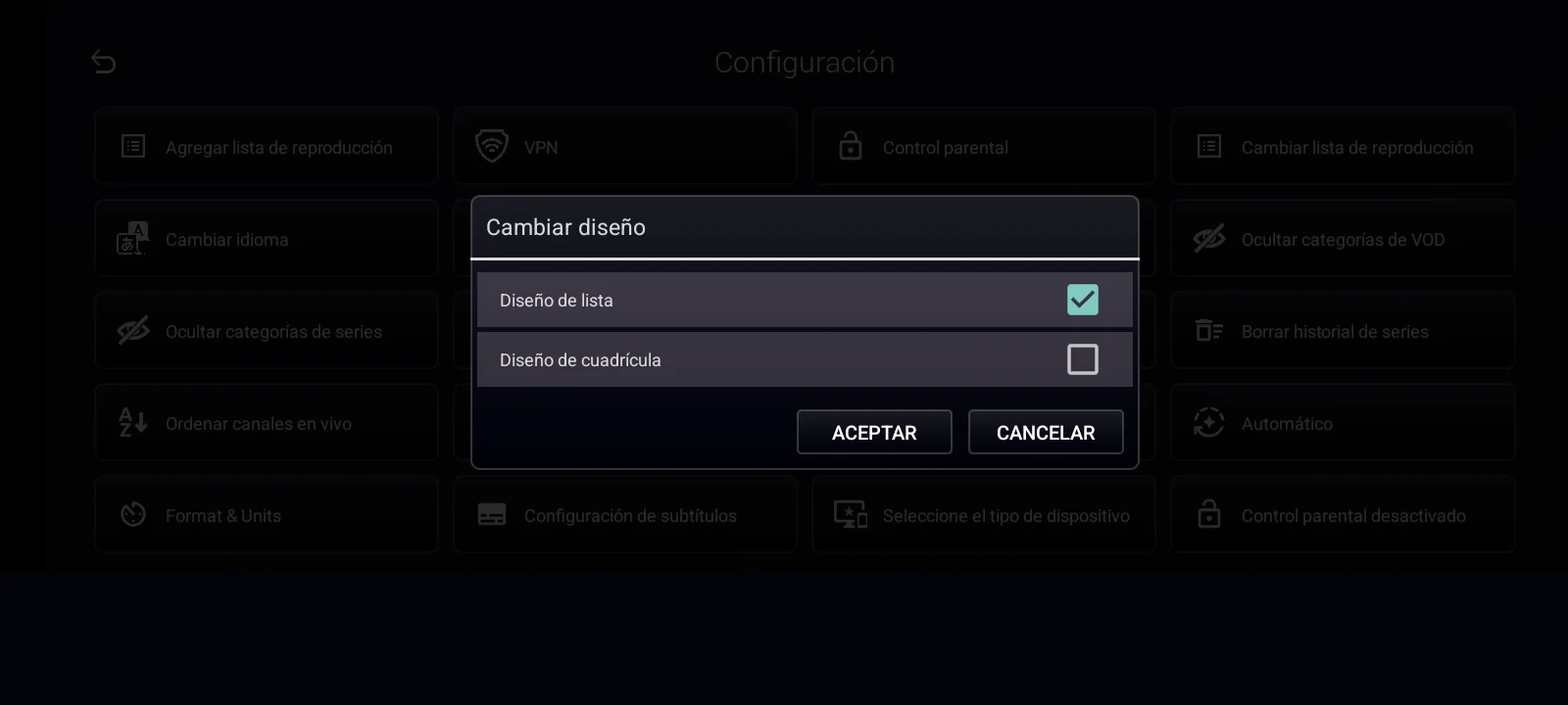 IPTVREBRANDSCR IBO GLASS - cambio persistente a diseño de cuadrícula