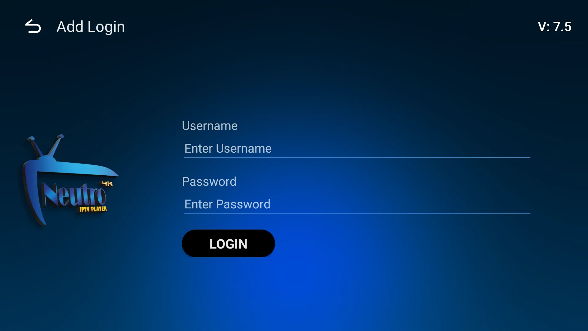 Neutro - Acceso solo con usuario y contrasena, sin URL del servidor