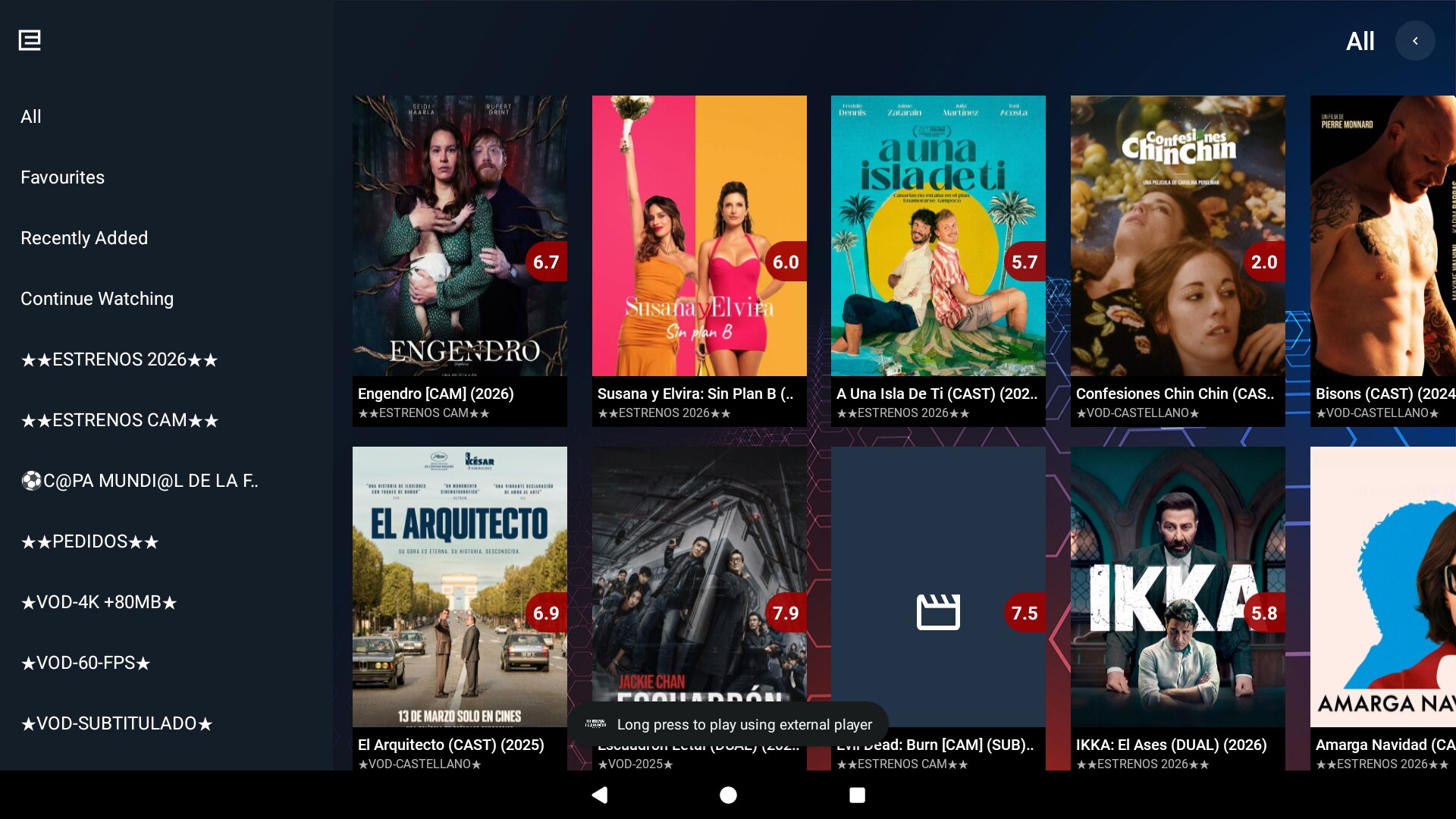 Neutro Player — VOD por categorías