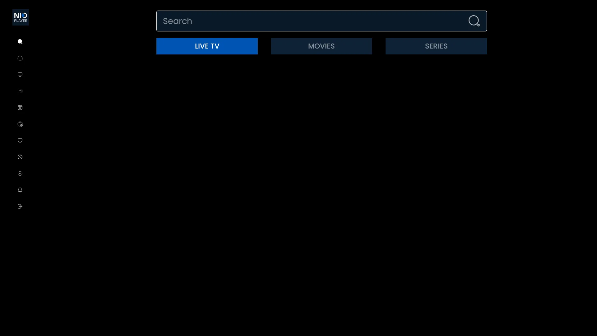 NIO PLAYER - Buscador con pestanas TV en vivo, peliculas y series
