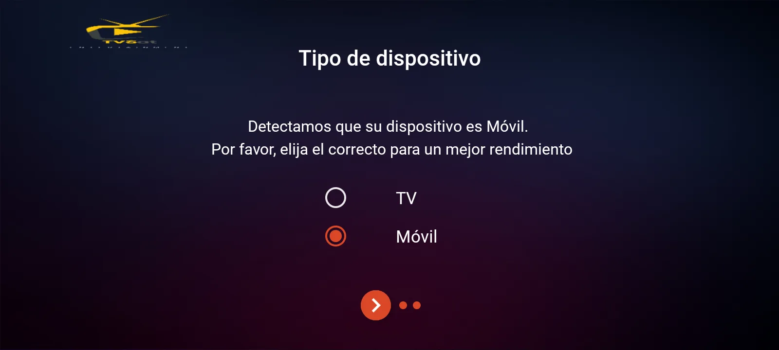 PURPLE EASY - Onboarding: eleccion de TV o movil