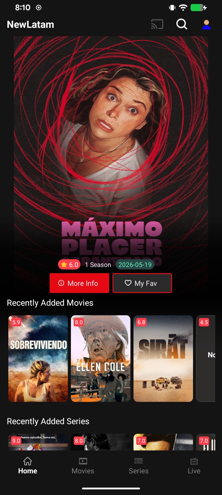 Smarters Dual Netflix mobile version home screen with the same Netflix-style theme on a phone