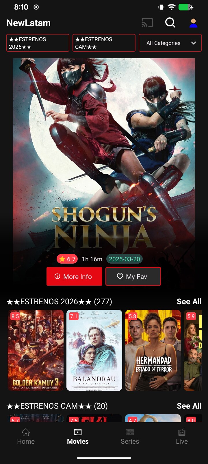Smarters Dual Netflix — Películas (celular)