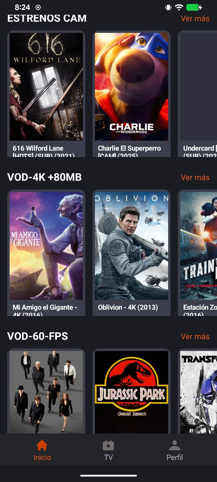 TeleLatino ULTRA — catálogo móvil por filas