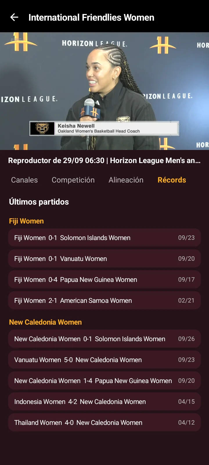 TeleLatino ULTRA — últimos partidos y récords de cada equipo