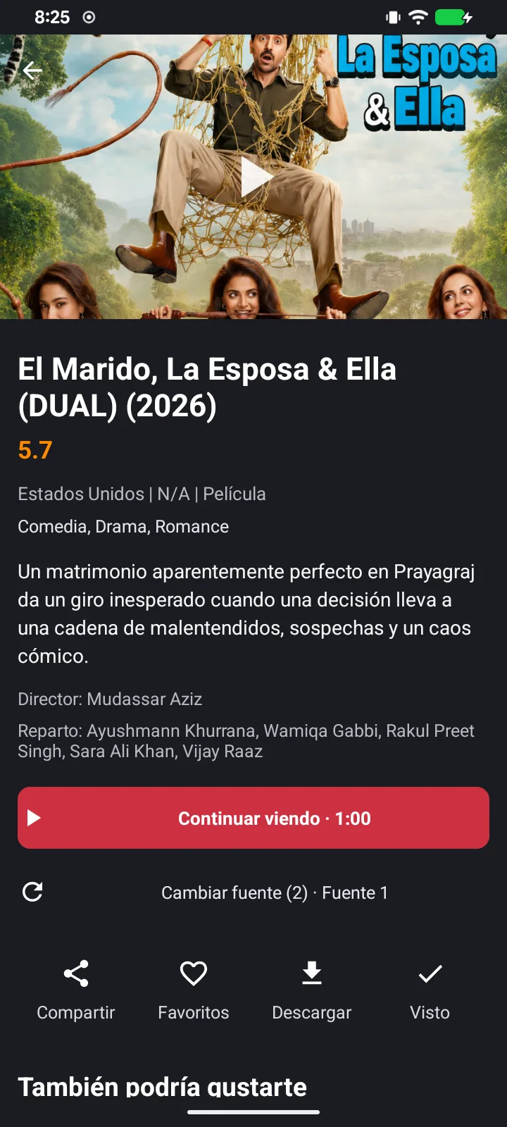 TeleLatino ULTRA — detalle de película con sinopsis y continuar viendo