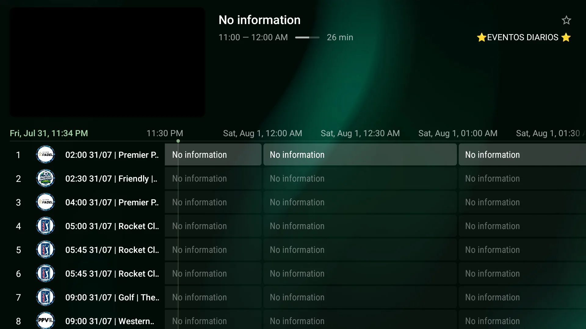 Live TV with EPG guide and channel groups