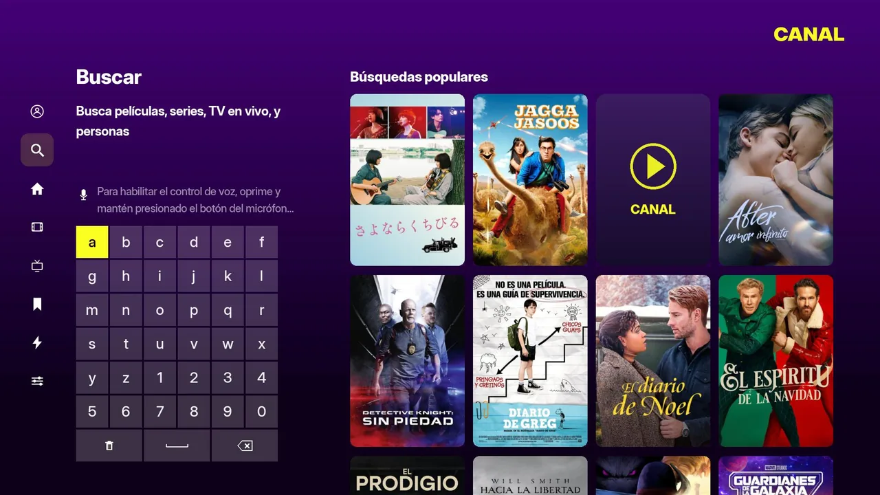 Buscador de películas, series y TV en vivo en el canal Roku
