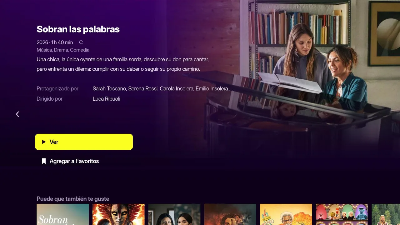 Ficha de película con sinopsis, reparto y director en el canal Roku