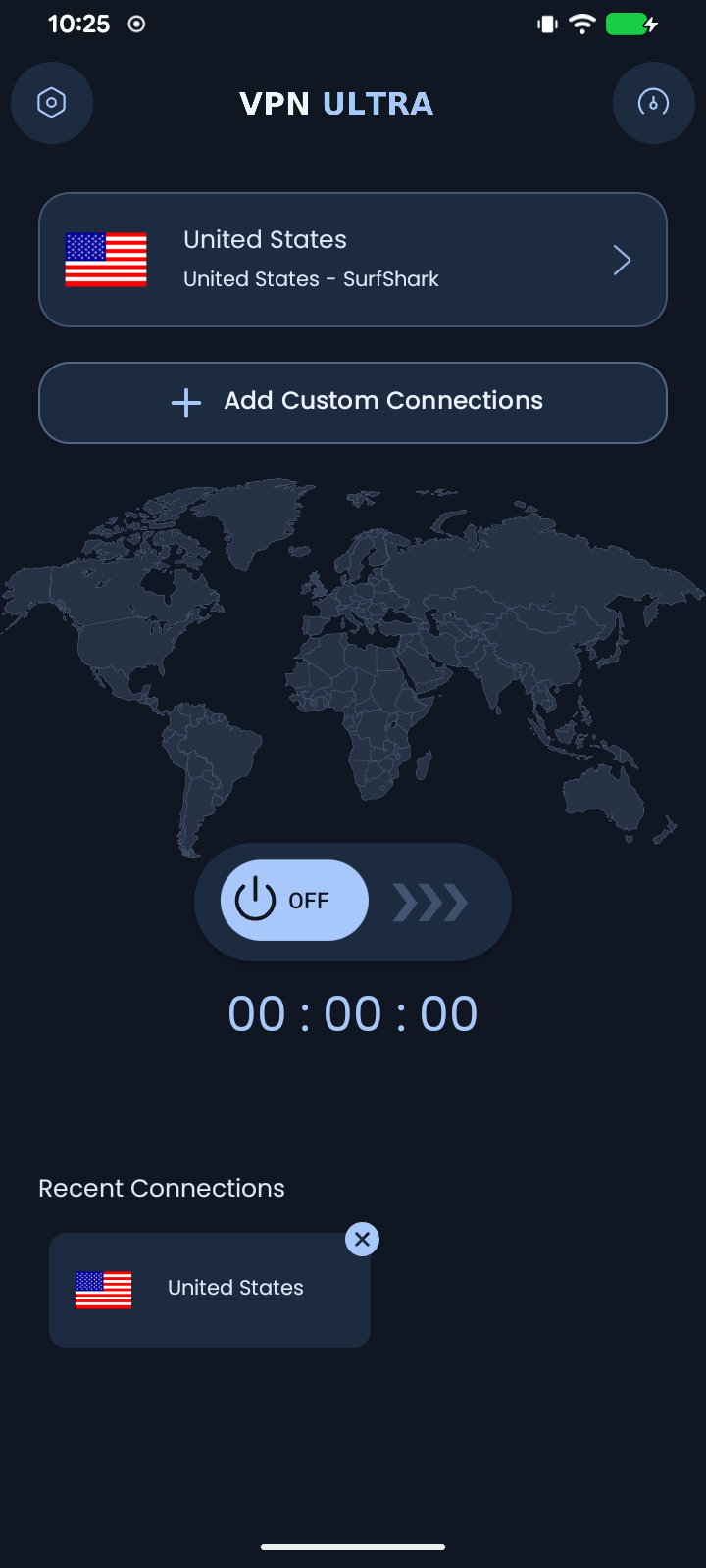 VPN ULTRA en vertical con tema Navy