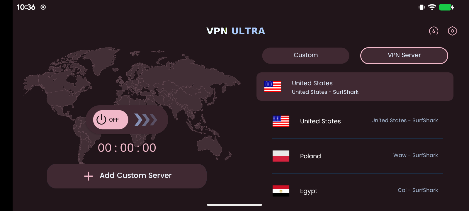 VPN ULTRA en modo TV con tema Rose