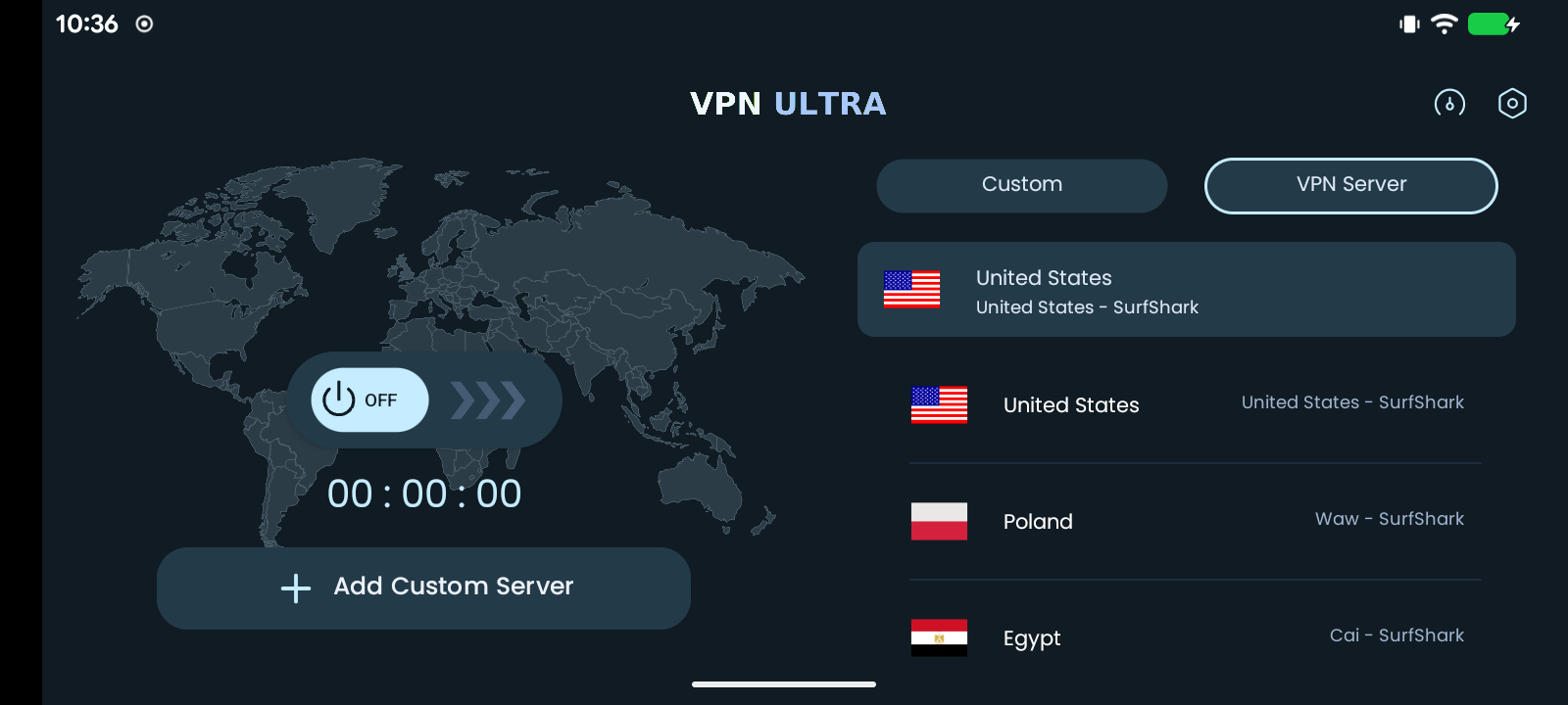 VPN ULTRA en modo TV con tema Arctic