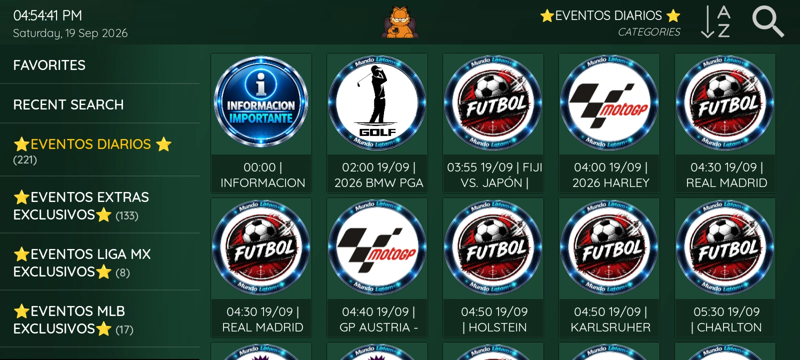 XCIPTV 2100 Green — TV en vivo y categorías
