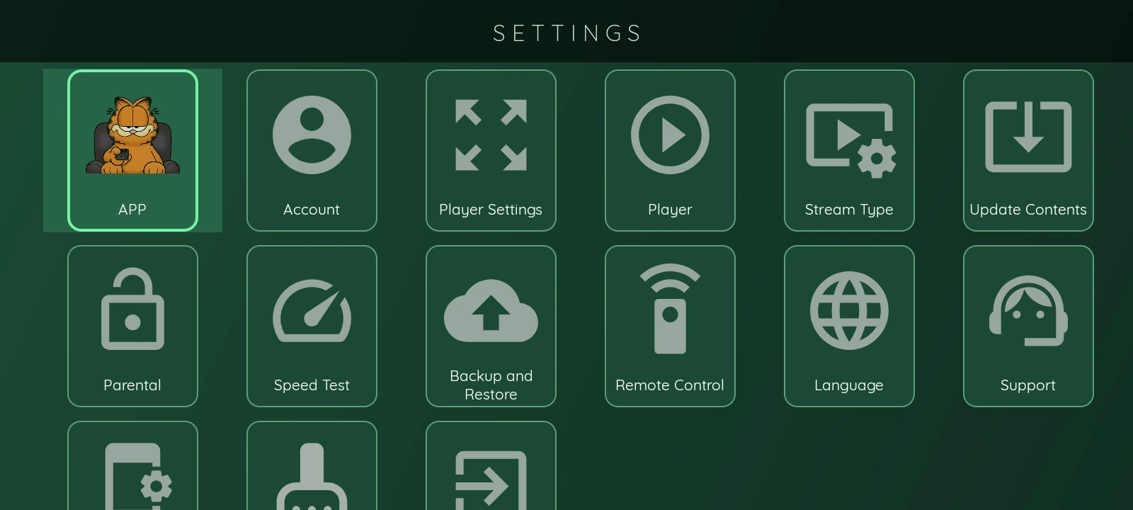 XCIPTV 2100 Green — Ajustes de la app