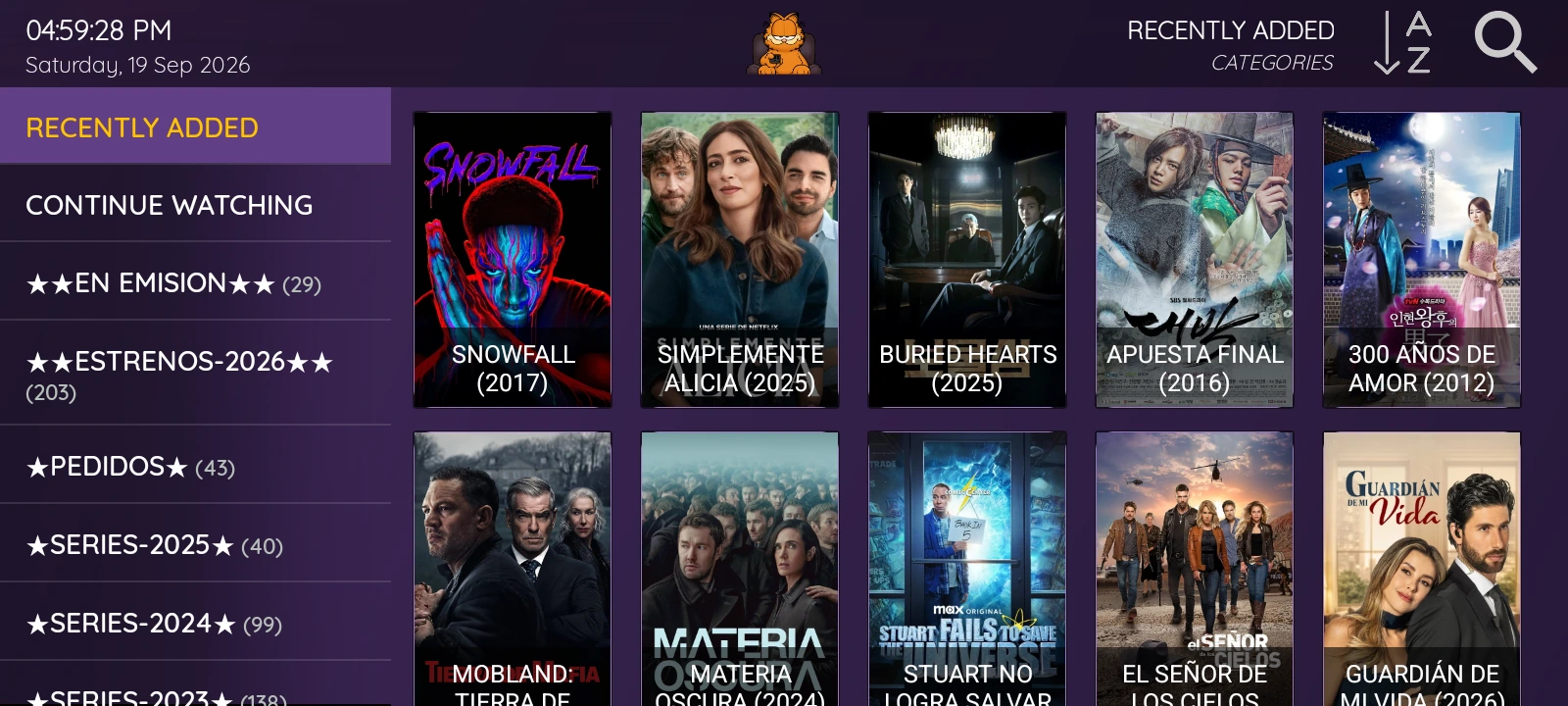 Series library in XCIPTV 2100 Purple