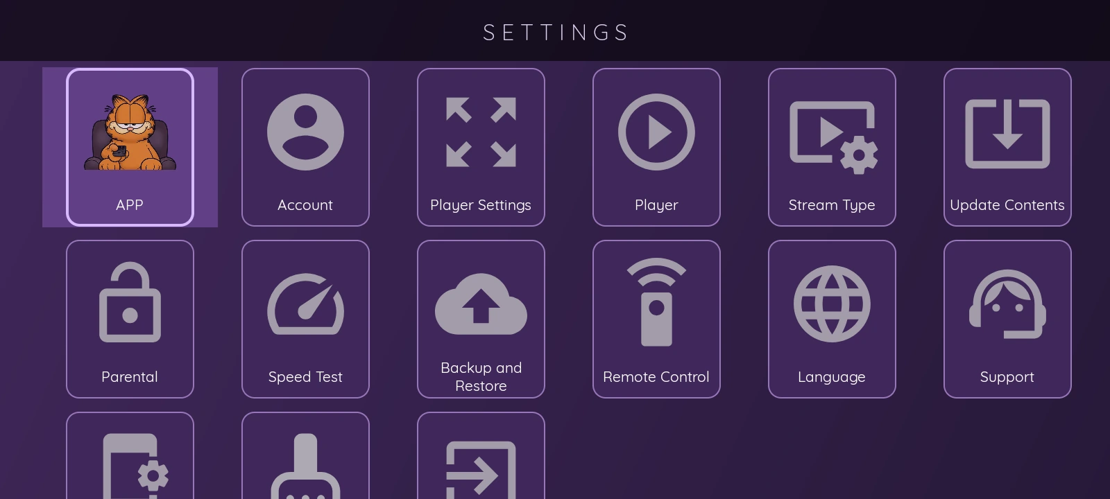 XCIPTV 2100 Purple — App settings