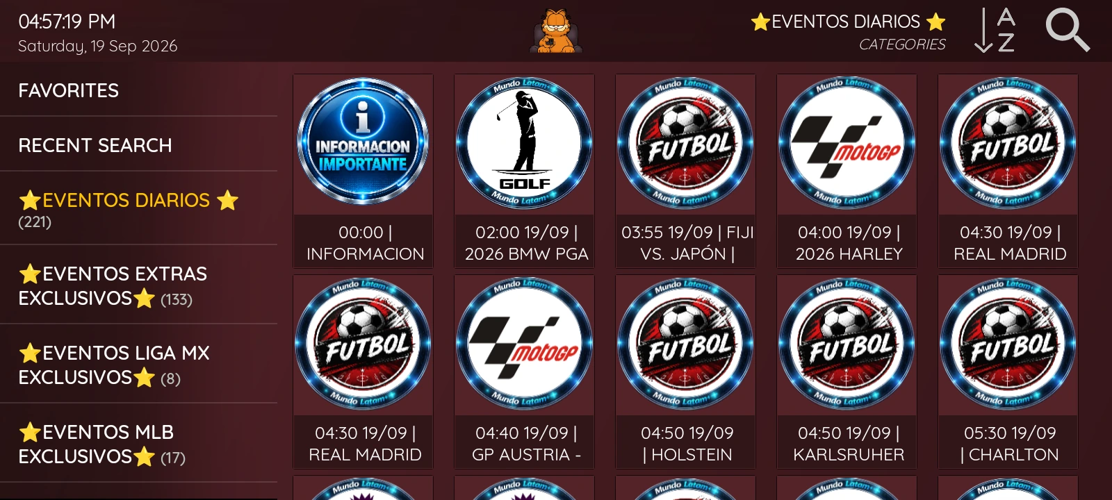 XCIPTV 2100 Red — TV en vivo y categorías