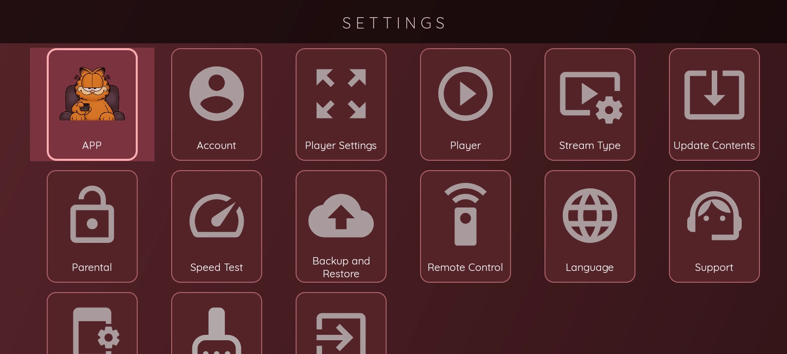 XCIPTV 2100 Red — Ajustes de la app