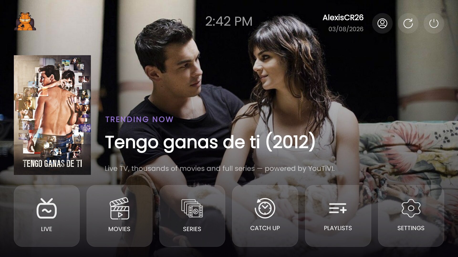 YOUTIVI ULTRA 6 TOPICS Cinematic Hero home theme with a full-screen TMDB backdrop