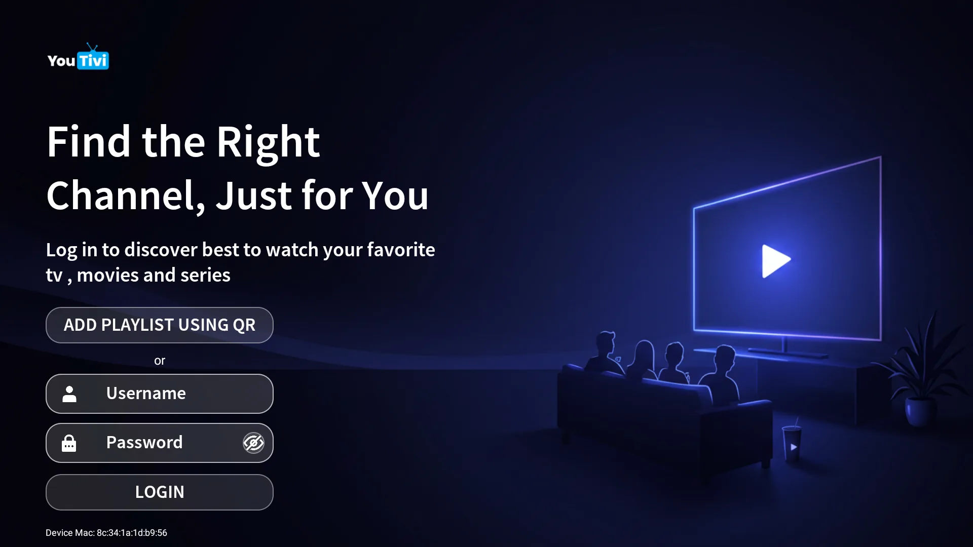 YOUTIVI ULTRA 6 TOPICS — pantalla de Login, tema clásico