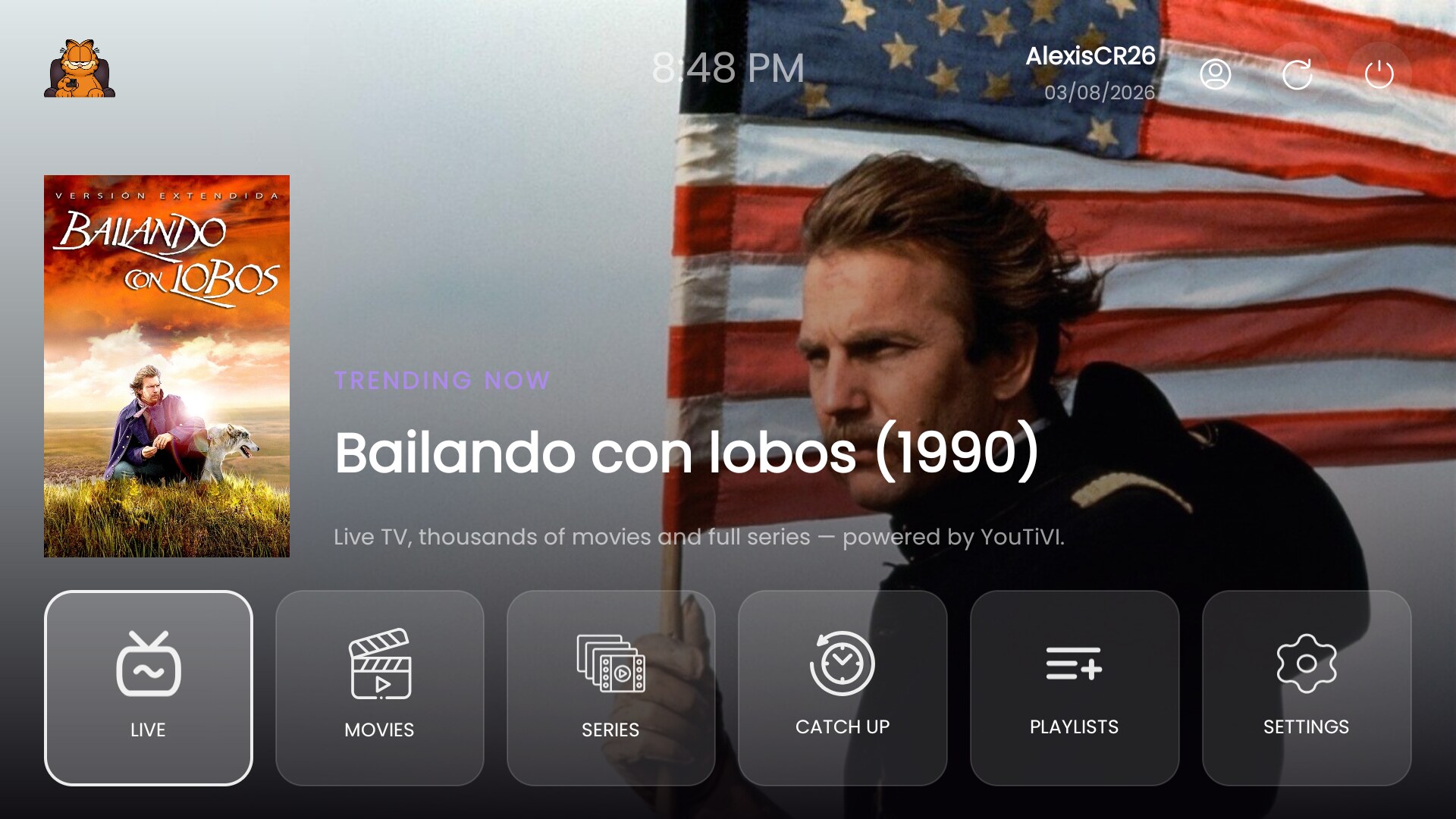 YOUTIVI ULTRA 6 TOPICS AUTO TEST free demo running live on an Android TV device