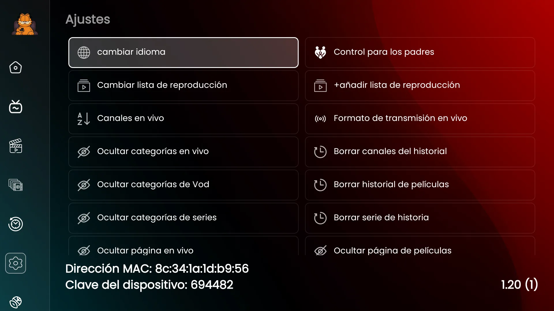 YOUTIVI ULTRA 6 TOPICS — Ajustes: idioma, control parental, categorías y más